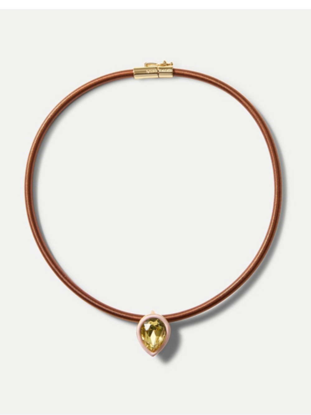 Veronica Beard Brown Leather Wrap Bracelet with Gold Teardrop Crystal